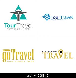 Tour travel plane holiday logo design  Stock Vector