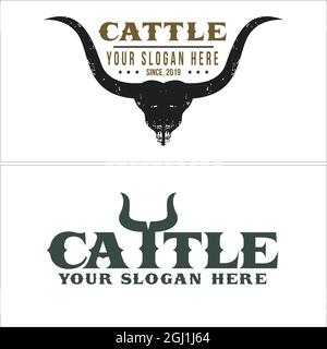 Vintage Cow Farm logo design Stock Vector