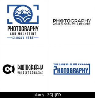 Photography video mountain agriculture logo design Stock Vector