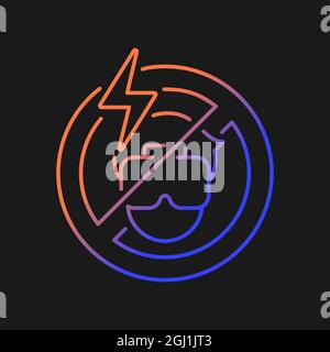 Do not use if headset causes headache gradient vector label icon for dark theme Stock Vector