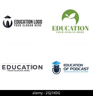 Education of podcast dental and fresh apple logo design Stock Vector