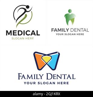 Medical dental family logo design  Stock Vector