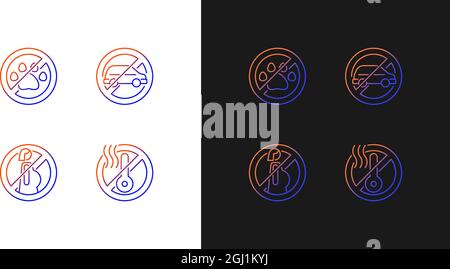 VR glasses gradient manual label icons set for dark and light mod Stock Vector