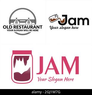 Restaurant jam healthy food logo design Stock Vector