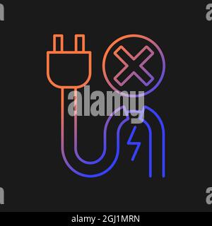 Do not use when damaged cable gradient vector manual label icon for dark theme Stock Vector