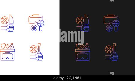VR guide gradient manual label icons set for dark and light mode Stock Vector