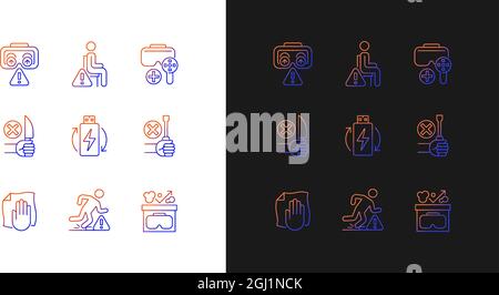 Vr guide gradient manual label icons set for dark and light mode Stock Vector
