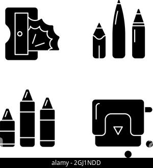 Painter essentials black glyph icons set on white space Stock Vector