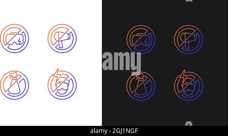 VR device gradient manual label icons set for dark and light mode Stock Vector