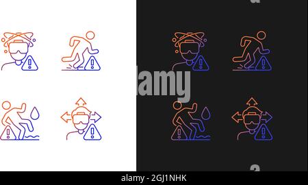VR warning gradient manual label icons set for dark and light mode Stock Vector