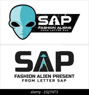 Fashion aliens clothes models logo design Stock Vector