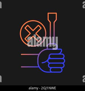 Do not repair yourself gradient vector manual label icon for dark theme Stock Vector