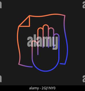 Wipe with dry cloth gradient vector manual label icon for dark theme Stock Vector