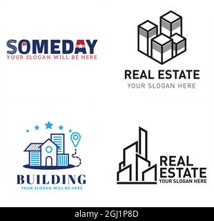 Real estate building apartment home point logo design Stock Vector