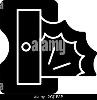Pencil sharpener black glyph icon Stock Vector
