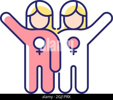 Female friendship RGB color icon Stock Vector