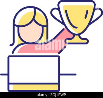 Woman in leadership role RGB color icon Stock Vector