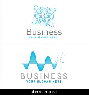 Modern business tech circle wave logo design Stock Vector