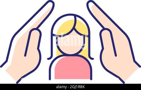 Women protection RGB color icon Stock Vector