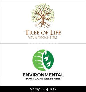 Environment tree foliage branch green logo design Stock Vector