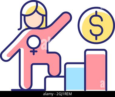 Career ladder for women RGB color icon Stock Vector