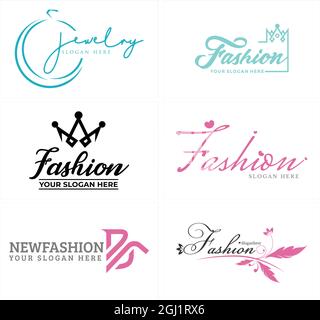 Business fashion jewelry crown diamond logo design Stock Vector