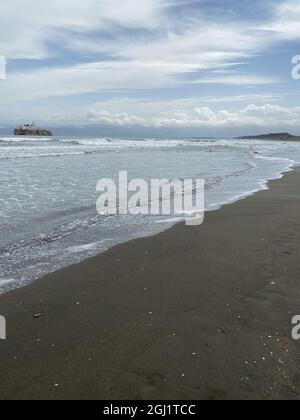 Panoramic view of Sfiha beach in the mediterranean sea of morocco Stock Photo