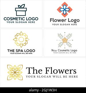 Spa aesthetics flower ornament cosmetic logo design Stock Vector