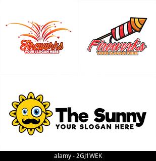 Games recreational fireworks logo design Stock Vector