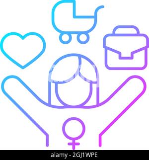 Work-life balance for female employee gradient linear vector icon Stock Vector