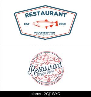 Restaurant seafood culinary logo design Stock Vector