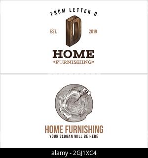 Home Furnishing wood craftsman logo design  Stock Vector