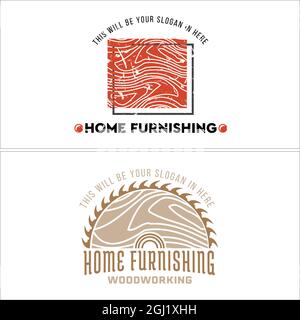 Carpenters home furnishings wood logo design Stock Vector