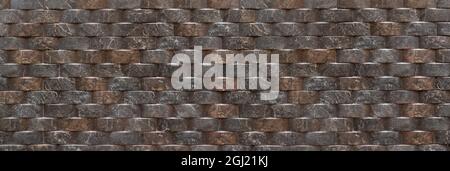 Wall design imitation of semicircular dark marbled stones Stock Photo