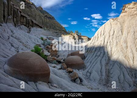 Cannonball concretions in Theodore Roosevelt National Park, North Dakota, USA. Stock Photo