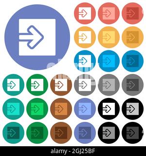 Import object solid multi colored flat icons on round backgrounds. Included white, light and dark icon variations for hover and active status effects, Stock Vector