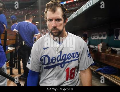 St. Louis, United States. 08th Sep, 2021. Los Angeles Dodgers (L to R)  Steven Souza Jr., Trea Turner and Cody Bellinger run in from the outfield  after the second inning against the