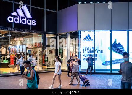 German multinational sportswear brand Adidas logo and store at Tung Chung district in Hong Kong. Photo by Budrul Chukrut SOPA Images Sipa USA Stock Photo Alamy