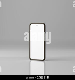 Smartphone mockup with blank white screen on a white background. 3D ...