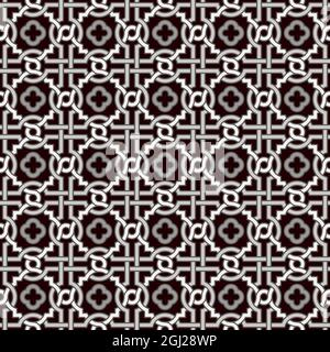 Tangled modern pattern, based on traditional oriental arabic patterns - arabesque with quatreifoils. Seamless vector background. Plain colors - white Stock Vector