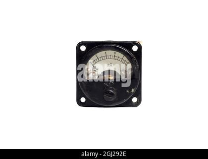 Old measuring instrument ammeter on a white background produced in the USSR Kiev Ukraine 2021 June 10 Stock Photo