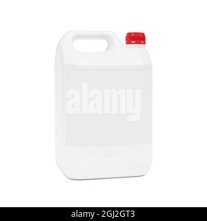 White drum with a red cap on a white background Stock Photo