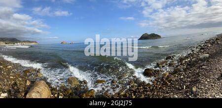 Scenic view of the Cala iris beach in Al hoceima Stock Photo