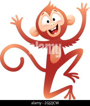 Monkey or Chimpanzee for Kids Playing and Jumping Stock Vector