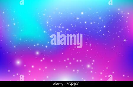 Gradient pink and blue abstract background. Galaxy, space and stars. Vector illustration. Stock Vector