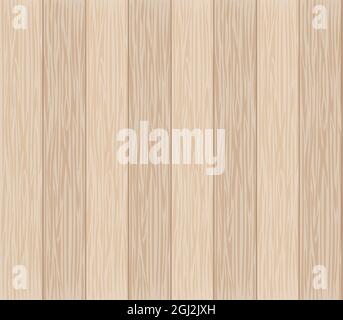 Light wood background. Texture of light brown wooden planks. The texture is seamless horizontally. Vector illustration. Stock Vector