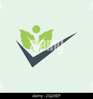 letter v abstract vegetarian people logo icon flat design vector graphic concept Stock Vector