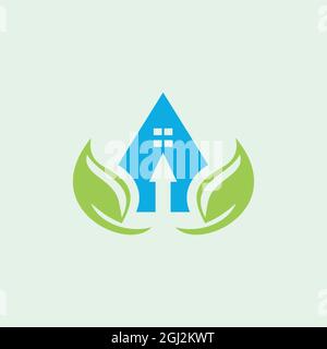 abstract nature leaf home up arrow logo icon flat design vector graphic concept Stock Vector