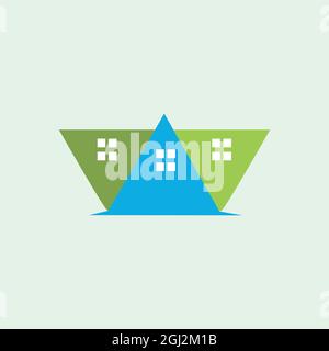 abstract real estate home letter W logo icon flat design vector graphic concept Stock Vector