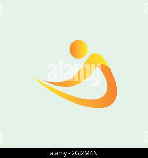 abstract yoga aerobic logo icon flat design vector graphic concept Stock Vector